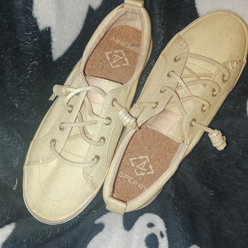 Sperry Beige Canvas Easy-Lace Slip-On Sneakers